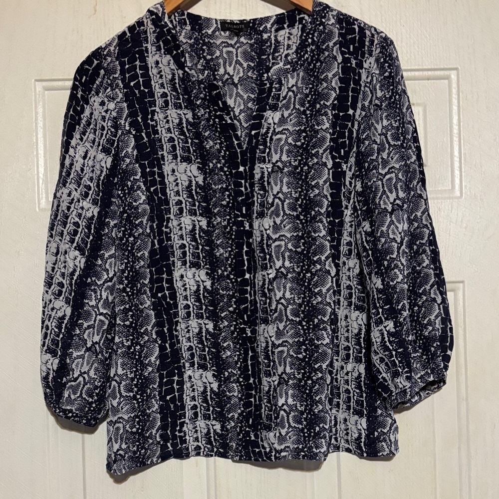 Talbots Silk Monochrome‎ Snake Print Blouse